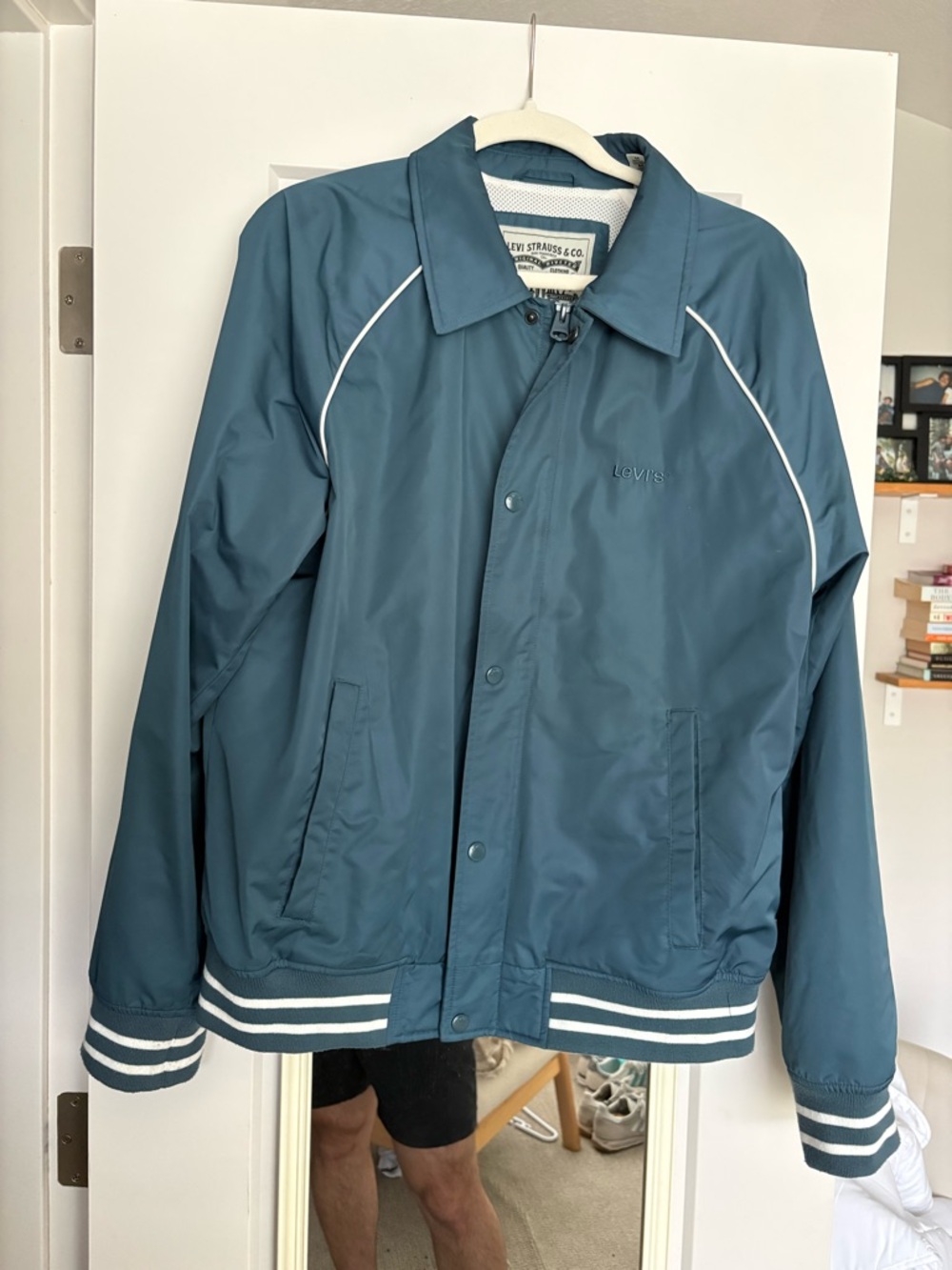 Levi's Blue Varsity-Style Coach Jacket with White Trim